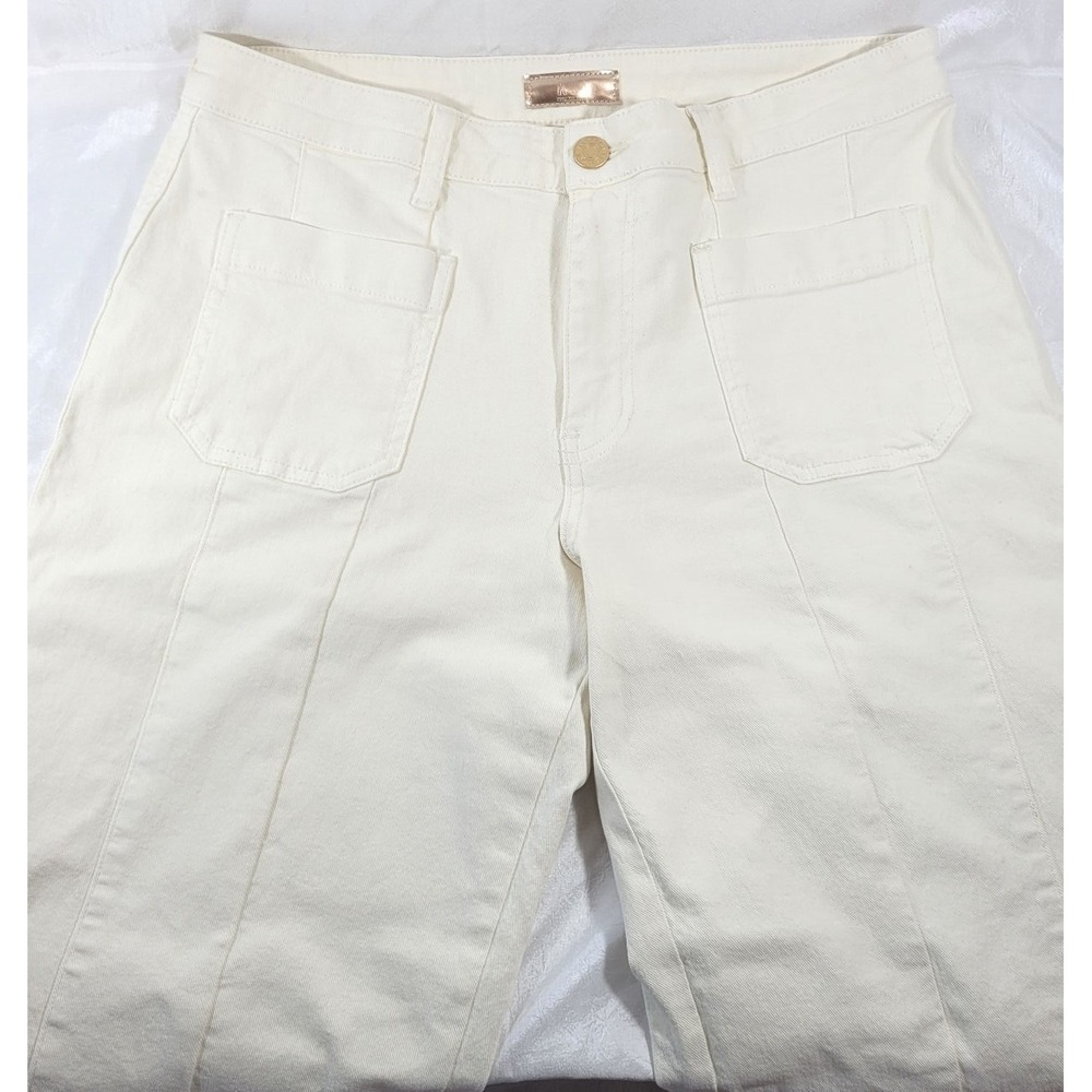 Kut From The Kloth Women's High Rise Wide Leg Charlotte Crop Jeans - Ecru 12